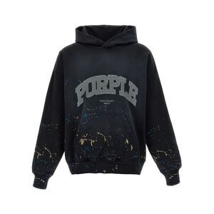 Purple Men Embroidery Hoodie